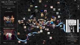 Map of real time Instagram posts at London Data streams by Tekja at Big Bang Data at Somerset House