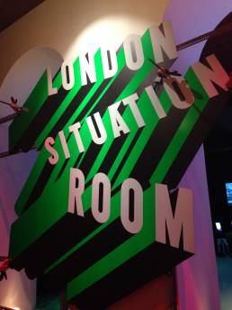Image to show the signage for the London Situation Room at Somerset House